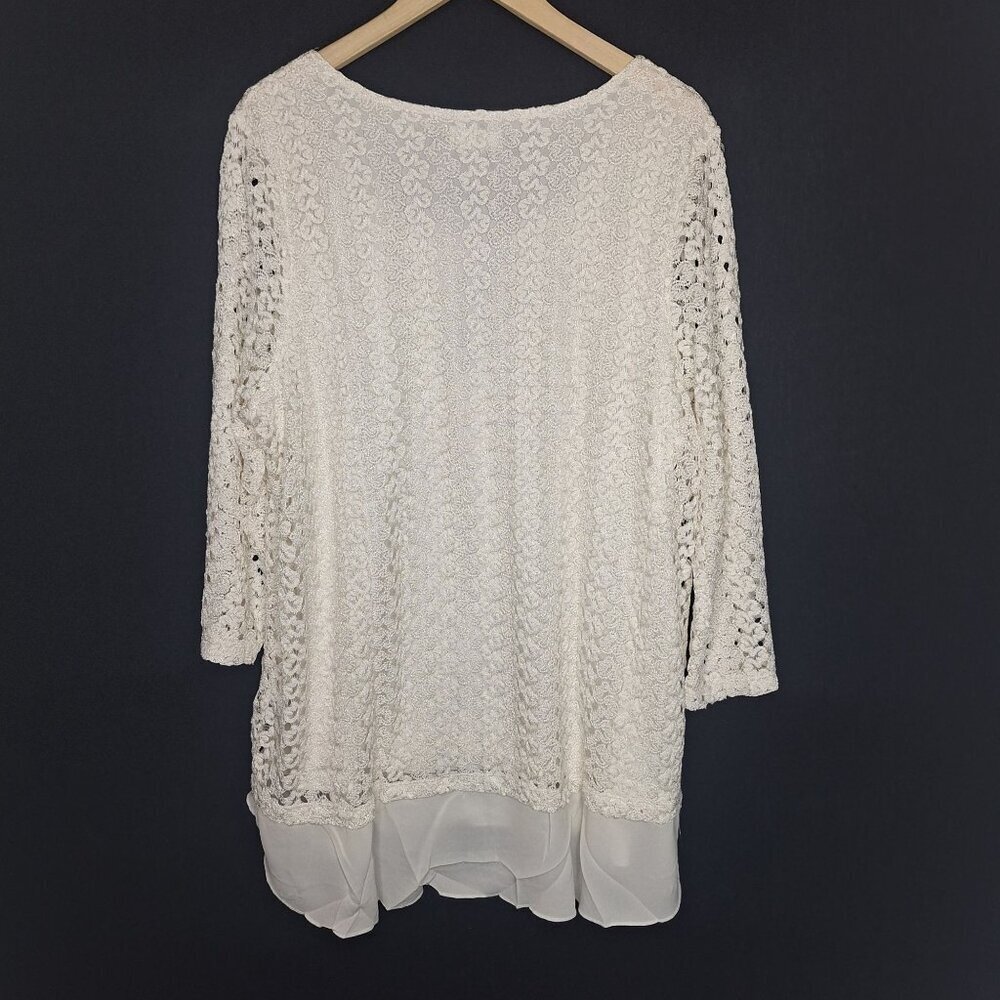 NWT JM Collection Cream Blouse Top Size 2X/3X Formal Chic Preppy Flowy - Picture 7 of 8